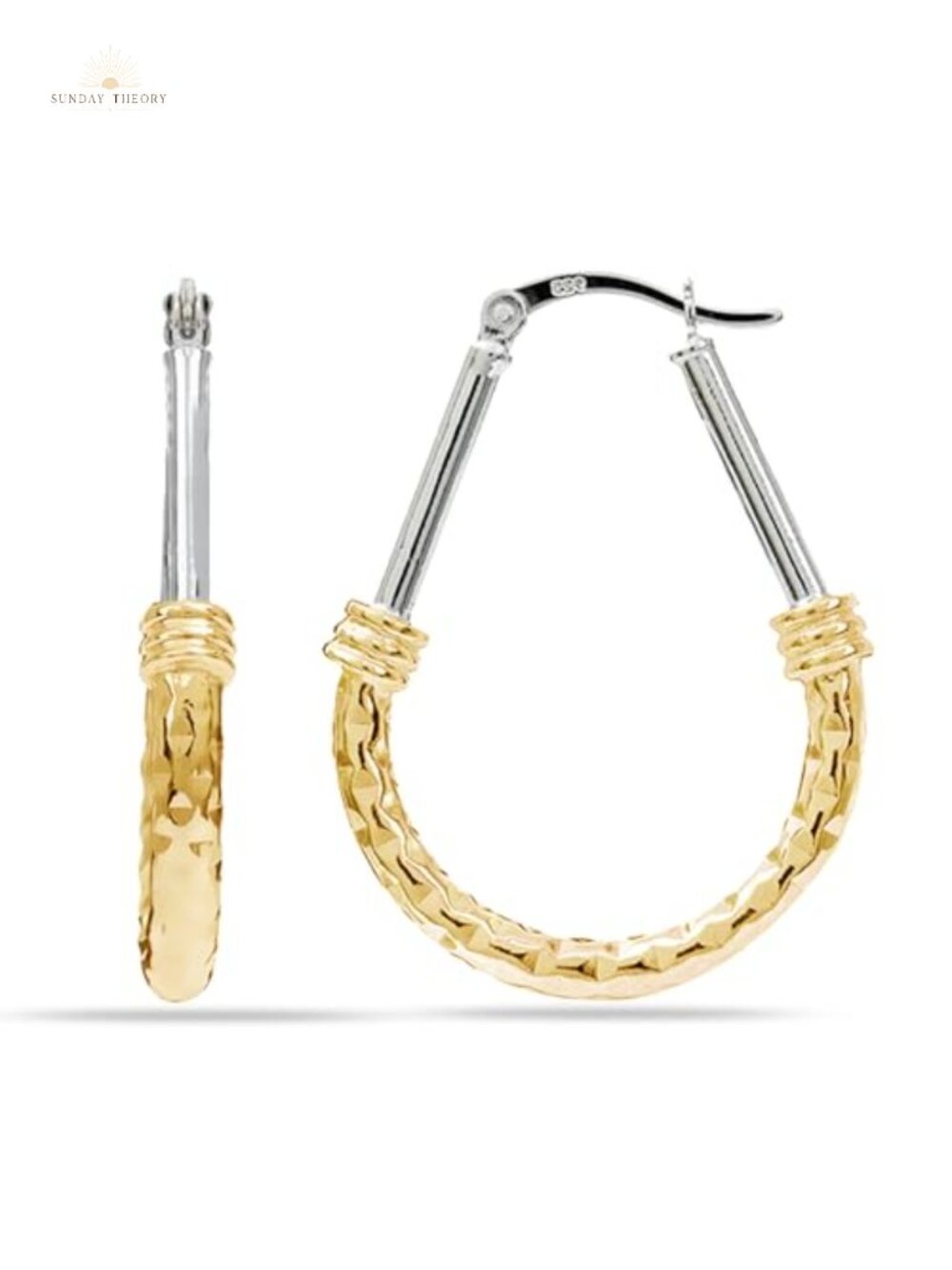LeCalla Sterling Silver Large Oval Hoop Earrings Italian Design Gift